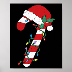 Christmas Candy Cane Santa Xmas Kids Toddler Youth Poster