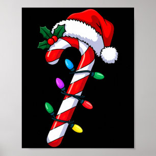 Christmas Candy Cane Santa Xmas Poster