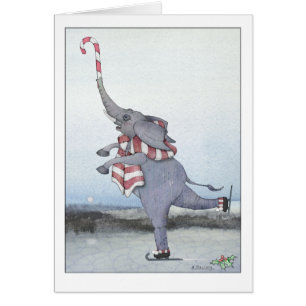 Christmas Candy Cane Skating Elephant