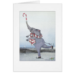 Christmas Candy Cane Skating Elephant