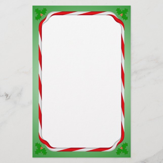 Christmas Candy Cane Stationery (Front)