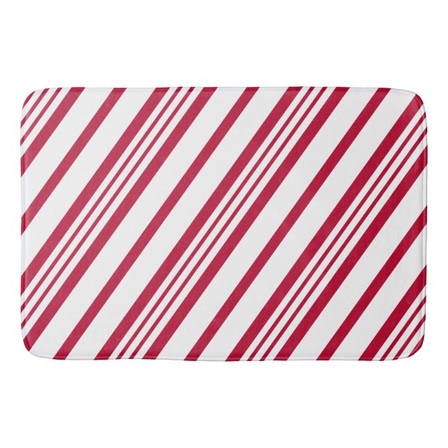 Christmas Candy Cane Stripe Bath Mat (Front)