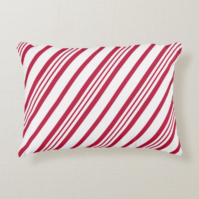 Christmas Candy Cane Stripe Decorative Cushion (Front)