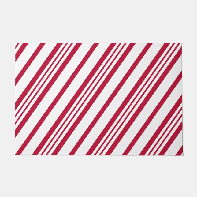 Christmas Candy Cane Stripe Doormat (Front)