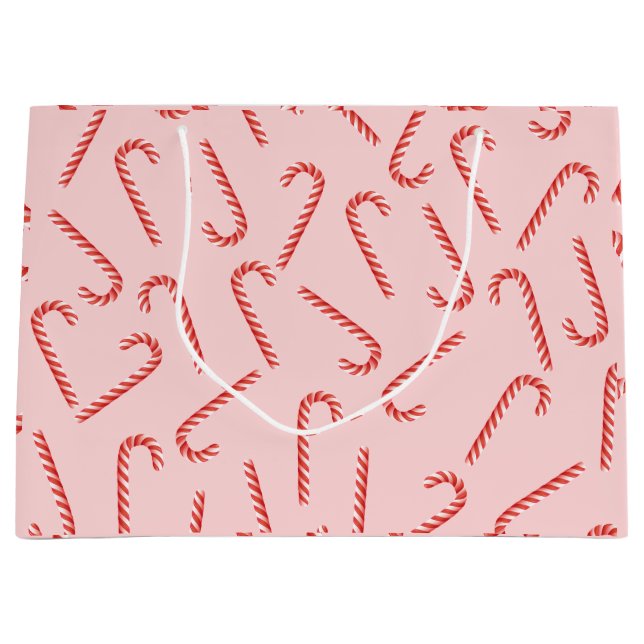 Christmas Candy Cane Stripe Large Gift Bag (Front)