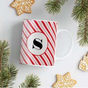 Christmas Candy Cane Stripe Monogram Coffee Mug