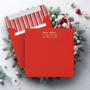 Christmas Candy Cane Stripe Square Envelope