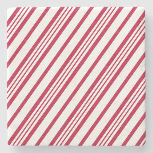Christmas Candy Cane Stripe Stone Coaster