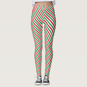 Christmas candy cane striped leggings