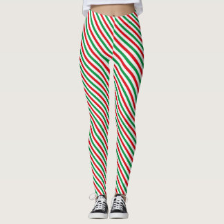 Christmas candy cane striped leggings