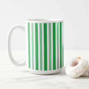 Christmas Candy Cane Stripes, Green, White Coffee Mug