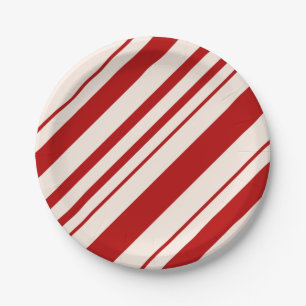 Christmas Candy Cane Stripes Holiday Pattern Lumba Paper Plate