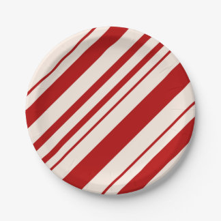 Christmas Candy Cane Stripes Holiday Pattern  Paper Plate