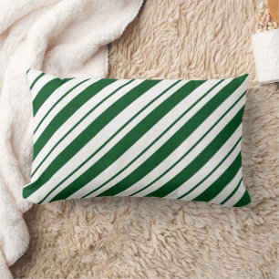 Christmas Candy Cane Stripes in Green and White  Lumbar Cushion