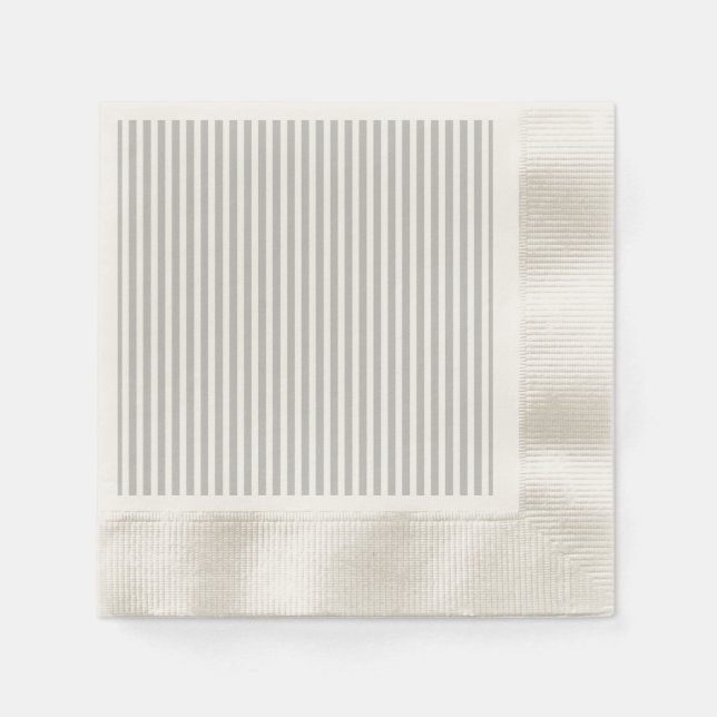 Christmas Candy Cane Stripes in White and Silver Napkin (Front)