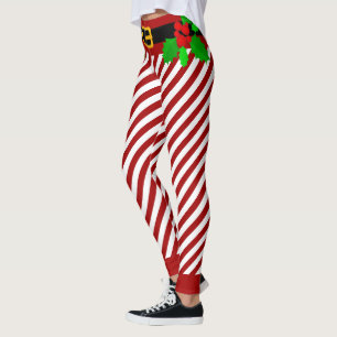 Christmas candy cane stripes Leggings