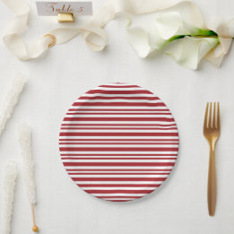 Christmas Candy Cane Stripes Paper Plate