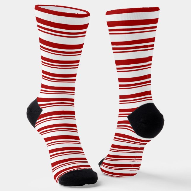 Christmas Candy Cane Stripes Socks (Angled)
