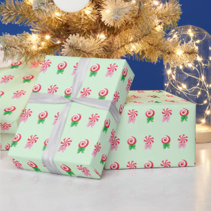 Christmas Candy Cane Swirls Pattern Wrapping Paper