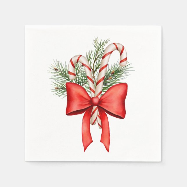 Christmas Candy Cane Winter Cocktail Napkin (Front)