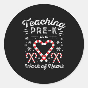 Christmas Candy Cane Work Of Heart Preschool & Classic Round Sticker