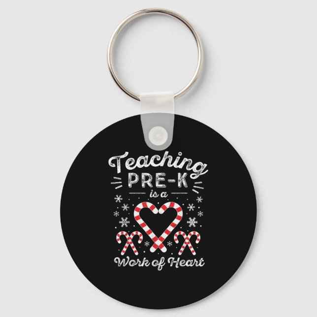 Christmas Candy Cane Work Of Heart Preschool &amp; Key Ring (Front)