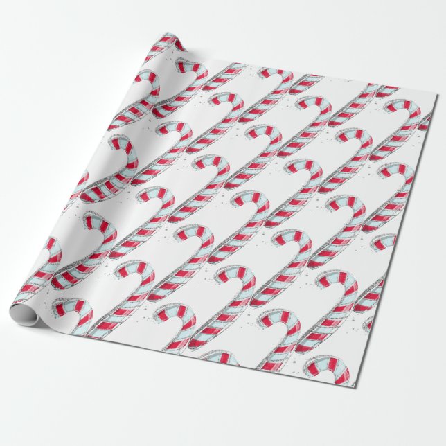 Christmas Candy Cane Wrapping Paper (Unrolled)
