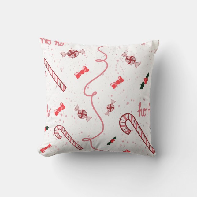 Christmas candy canes and peppermints cushion (Front)