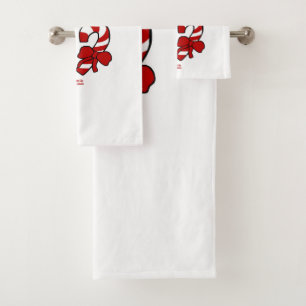 Christmas Candy Canes Bathroom Towel Set