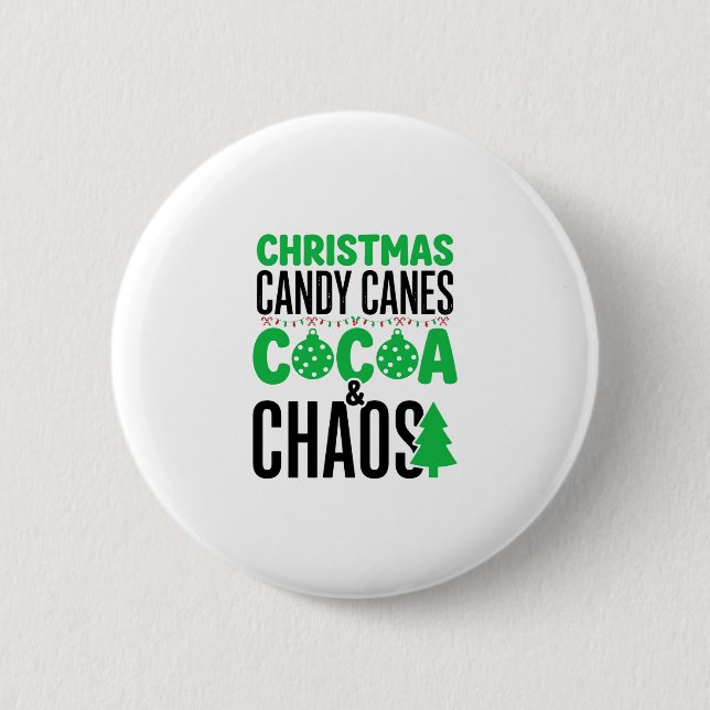 Christmas Candy Canes Cocoa Chaos Design 6 Cm Round Badge (Front)