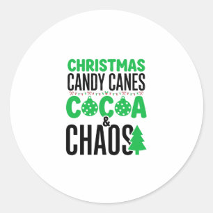 Christmas Candy Canes Cocoa Chaos Design Classic Round Sticker