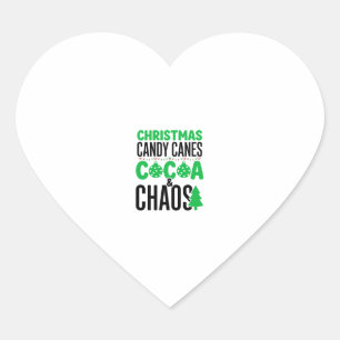 Christmas Candy Canes Cocoa Chaos Design Heart Sticker