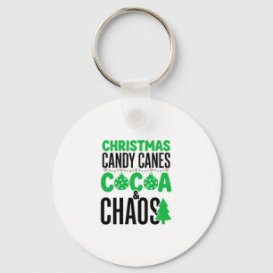 Christmas Candy Canes Cocoa Chaos Design Key Ring