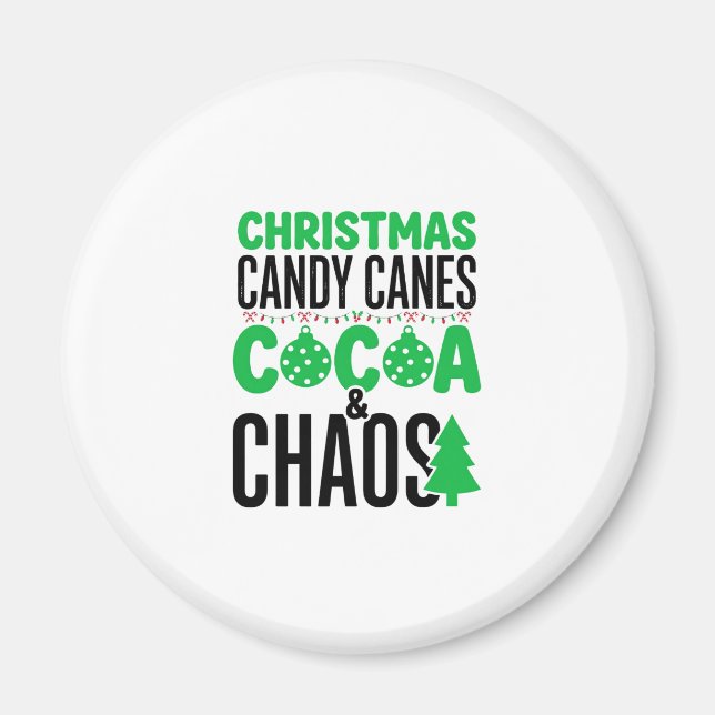 Christmas Candy Canes Cocoa Chaos Design Magnet (Front)