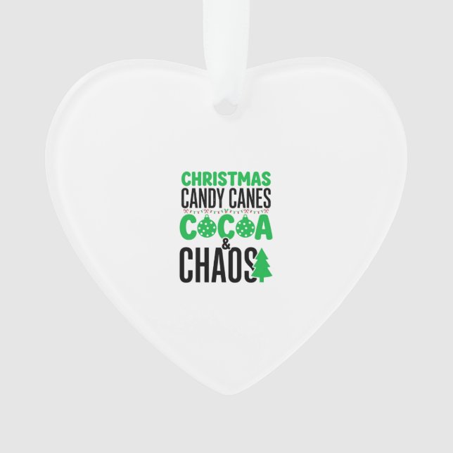 Christmas Candy Canes Cocoa Chaos Design Ornament (Front)