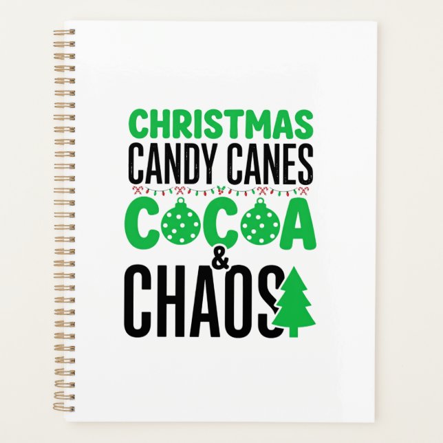 Christmas Candy Canes Cocoa Chaos Design Planner (Front)