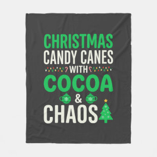 Christmas Candy Canes Cocoa Chaos Holiday Fleece Blanket