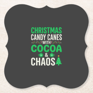 Christmas Candy Canes Cocoa Chaos Holiday Paper Coaster