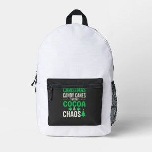 Christmas Candy Canes Cocoa Chaos Holiday Printed Backpack