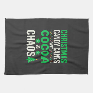 Christmas Candy Canes Cocoa Chaos Holiday Tea Towel
