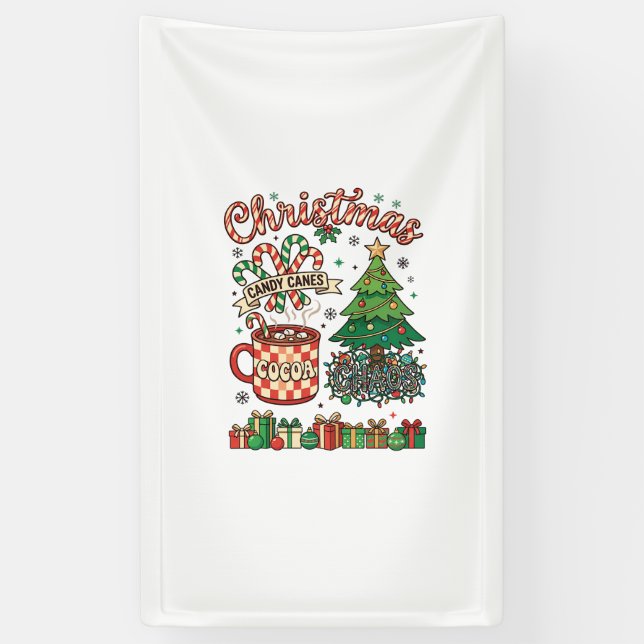 Christmas Candy Canes Cocoa Chaos Tree Mug Present Banner (Vertical)