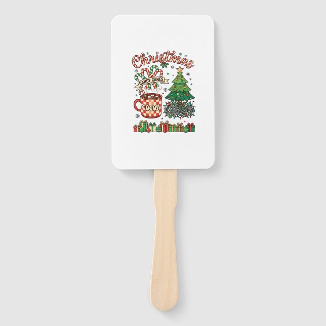Christmas Candy Canes Cocoa Chaos Tree Mug Present Hand Fan (Front)