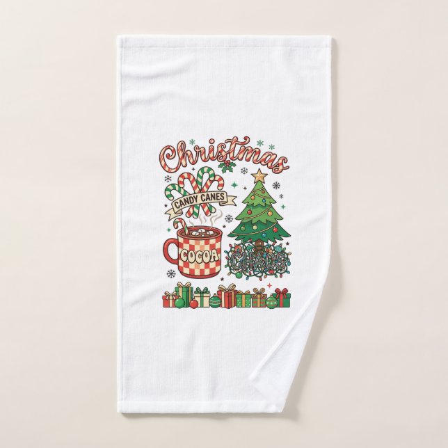 Christmas Candy Canes Cocoa Chaos Tree Mug Present Hand Towel (Hand Towel)
