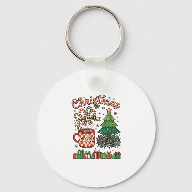 Christmas Candy Canes Cocoa Chaos Tree Mug Present Key Ring (Front)