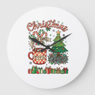Christmas Candy Canes Cocoa Chaos Tree Mug Present Large Clock