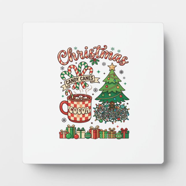 Christmas Candy Canes Cocoa Chaos Tree Mug Present Plaque (Front)