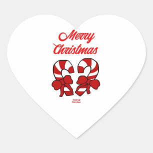 Christmas Candy Canes Heart Sticker