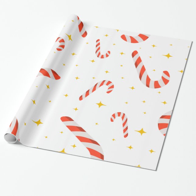 Christmas Candy Canes Holiday Wrapping Paper (Unrolled)