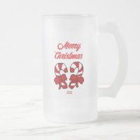 Christmas Candy Canes Large Frosted Glass Mug