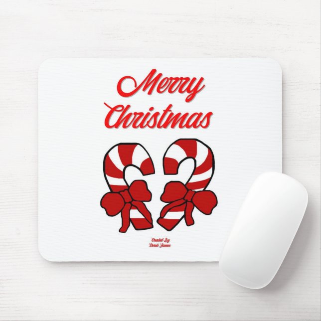 Christmas Candy Canes Mouse Pad (With Mouse)
